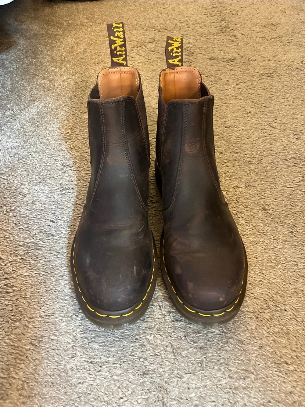 Dr. Martens Brown Leather Chukka Boots with Yellow Stitching Men's 10 M/ 11 US L